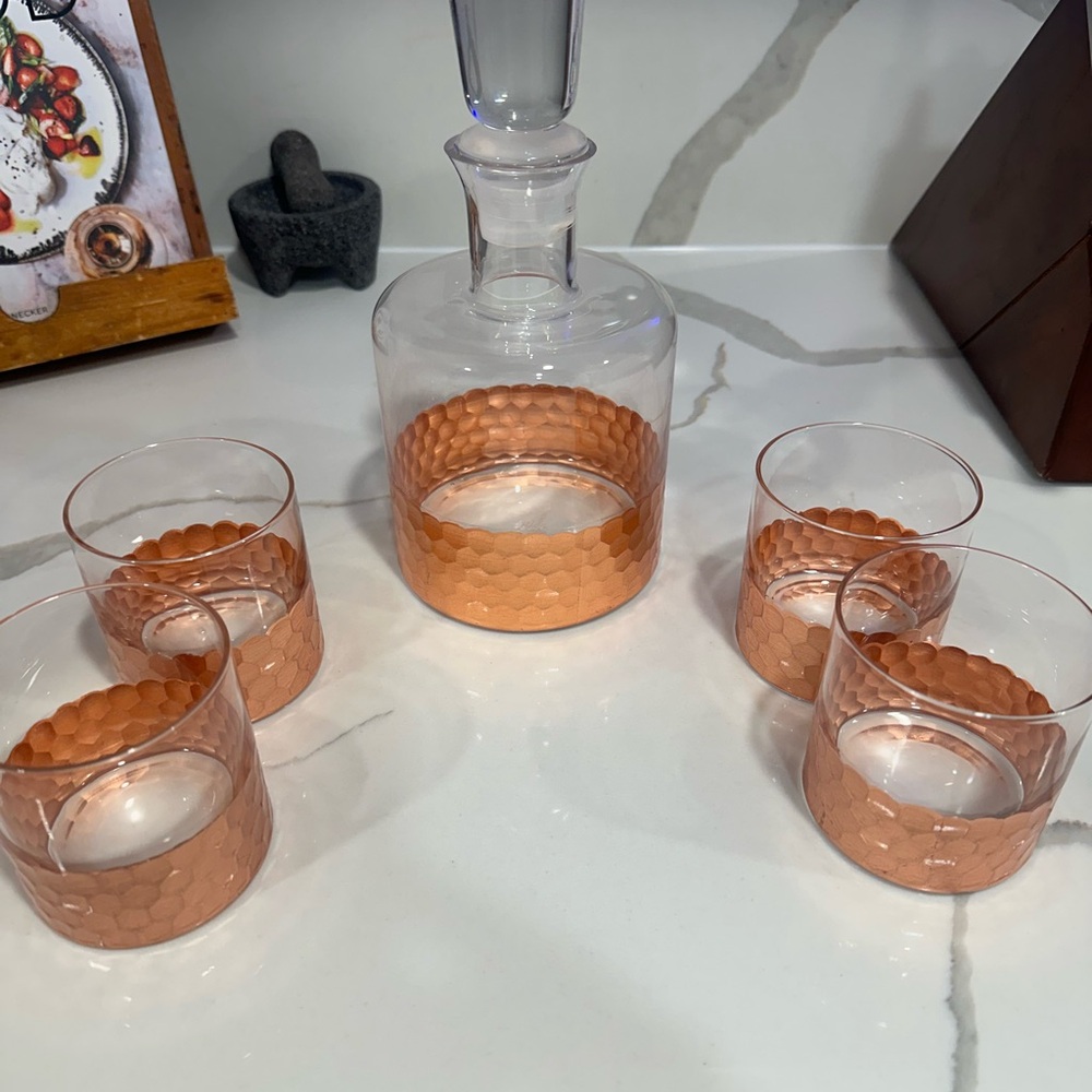 Fits and Floyd Copper Whiskey Decanter Set